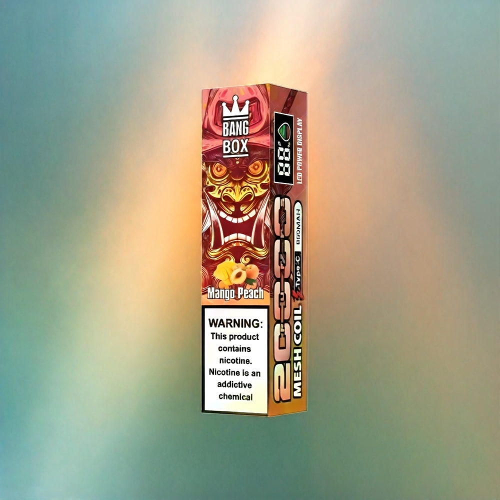 Bang Box 20000 Puffs Mango-Pfirsich Schweiz Großhandel mit 5% Nikotin, 35ml E-Liquid, 200 Stück pro Karton