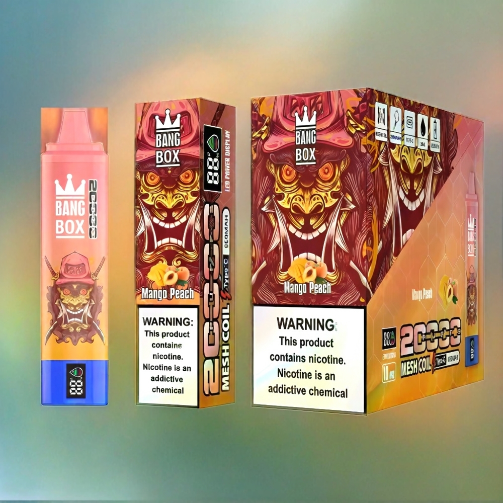 Bang Box 20000 Puffs Mango-Pfirsich Schweiz Großhandel mit 5% Nikotin, 35ml E-Liquid, 200 Stück pro Karton