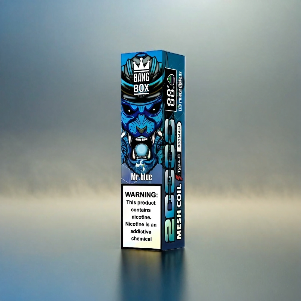 Bang Box 20000 Puffs Schweiz Großhandel – 0%-5% Nikotin, 35ml E-Liquid, 12 Geschmacksrichtungen, Mr Blue