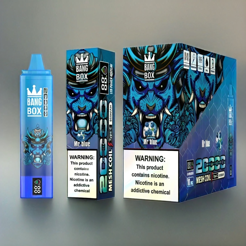 Bang Box 20000 Puffs Schweiz Großhandel – 0%-5% Nikotin, 35ml E-Liquid, 12 Geschmacksrichtungen, Mr Blue