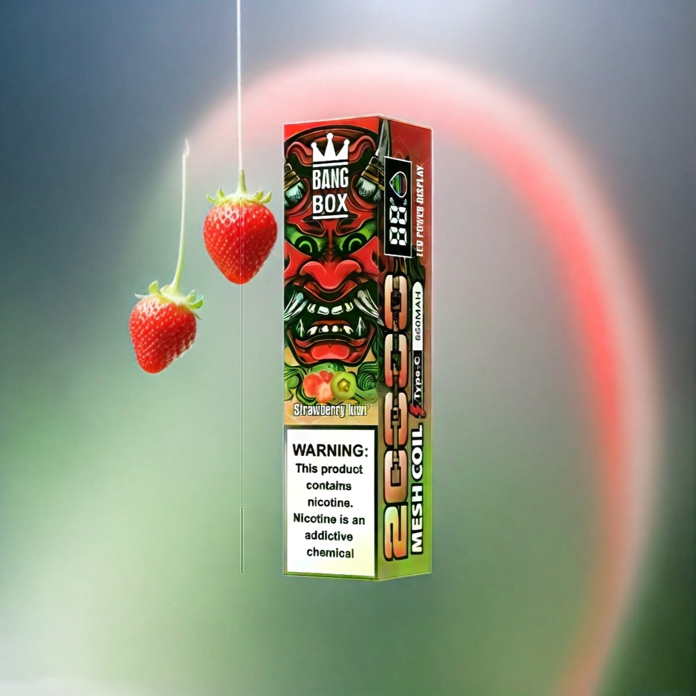 Bang Box 20000 Puffs Schweiz Großhandel mit 5% Nikotin, 35ml E-Liquid und Mesh Coil – Erdbeer-Kiwi