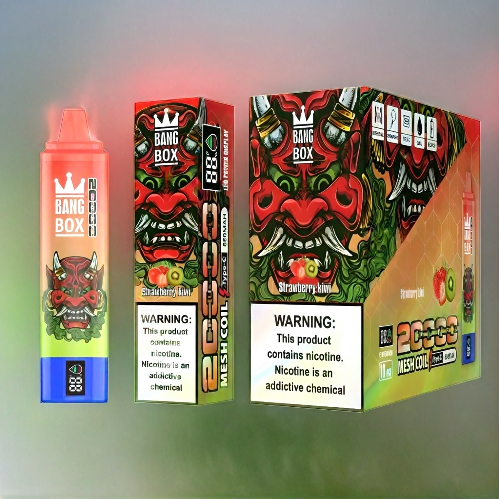 Bang Box 20000 Puffs Schweiz Großhandel mit 5% Nikotin, 35ml E-Liquid und Mesh Coil – Erdbeer-Kiwi