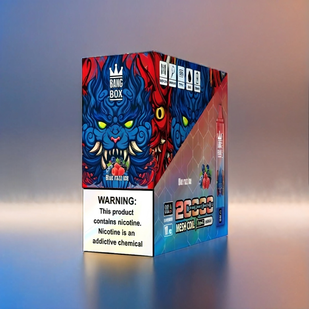 Bang Box 20000 Puffs Vape Blue Razz Ice Schweiz Großhandel – 20000 Puffs, 35ml, 5% Nikotin, Mesh Coil