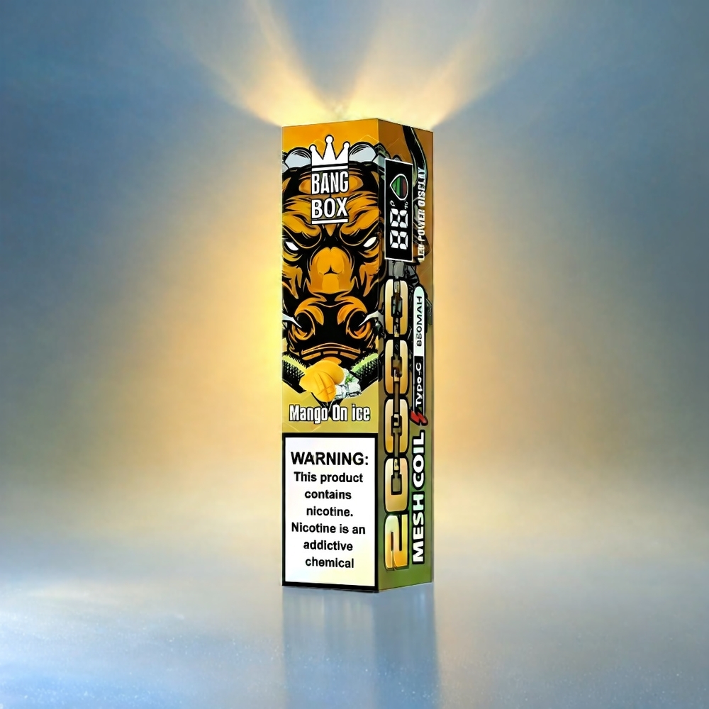 Bang Box 20000 Puffs Vape Mango On Ice Schweiz Großhandel – 35ml E-Liquid, 20000 Puffs, 12 Geschmacksrichtungen