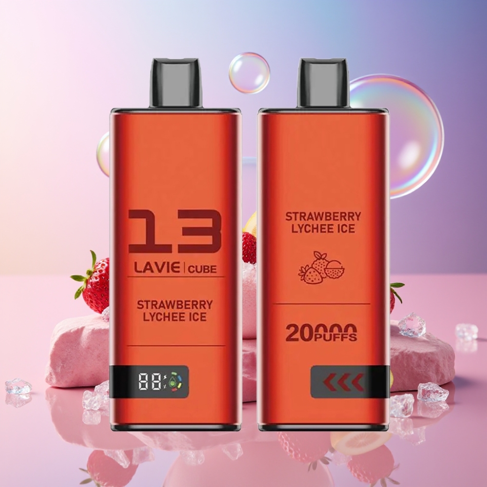 Lavie Cube 20000 Puffs Einweg-Vape Erdbeer-Litschi-Eis – 28ML, 5% Salz Nikotin, Schweiz Großhandel