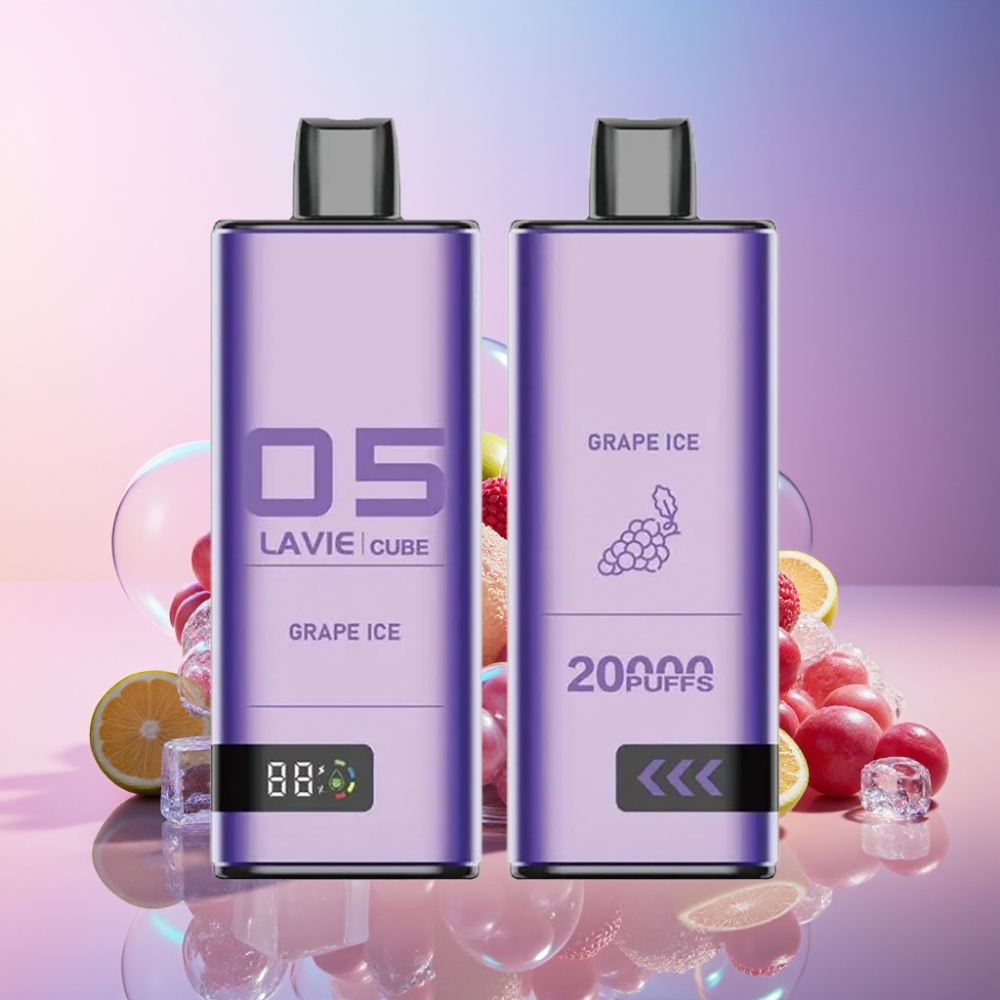 Lavie Cube 20000 Puffs Einweg-Vape Grape Ice (Trauben-Eis) - 28ML, 5% Salz Nikotin, Typ-C Schweiz Großhandel
