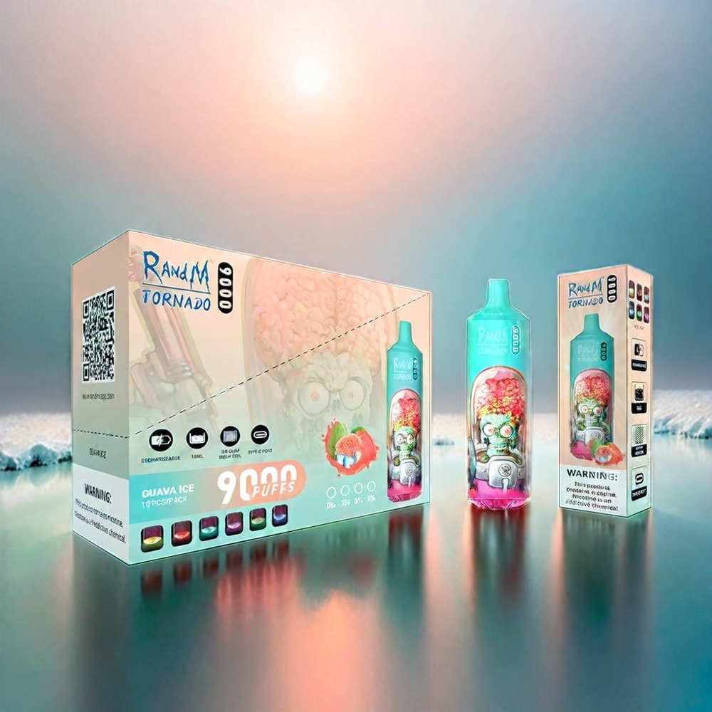 RandM Tornado 9000 Puffs (18 mL, Mesh Coil, RGB Display) Guava Eis - Schweiz Großhandel