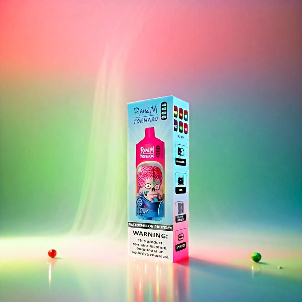 RandM Tornado 9000 Puffs 18 mL Mesh Coil RGB Display Schweiz Großhandel – Watermelon Skittles