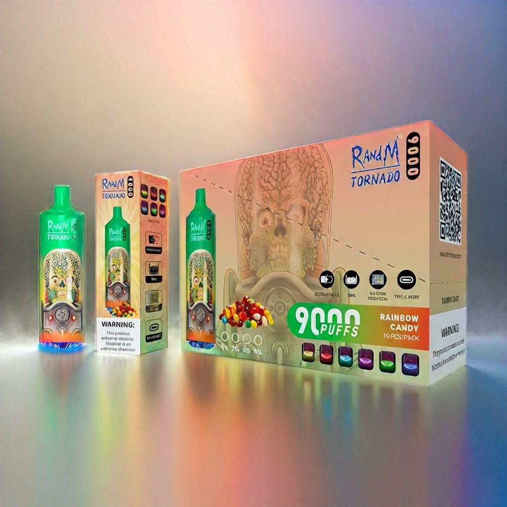 RandM Tornado 9000 Puffs 18 mL Mesh Coil Rainbow Candy Schweiz Großhandel