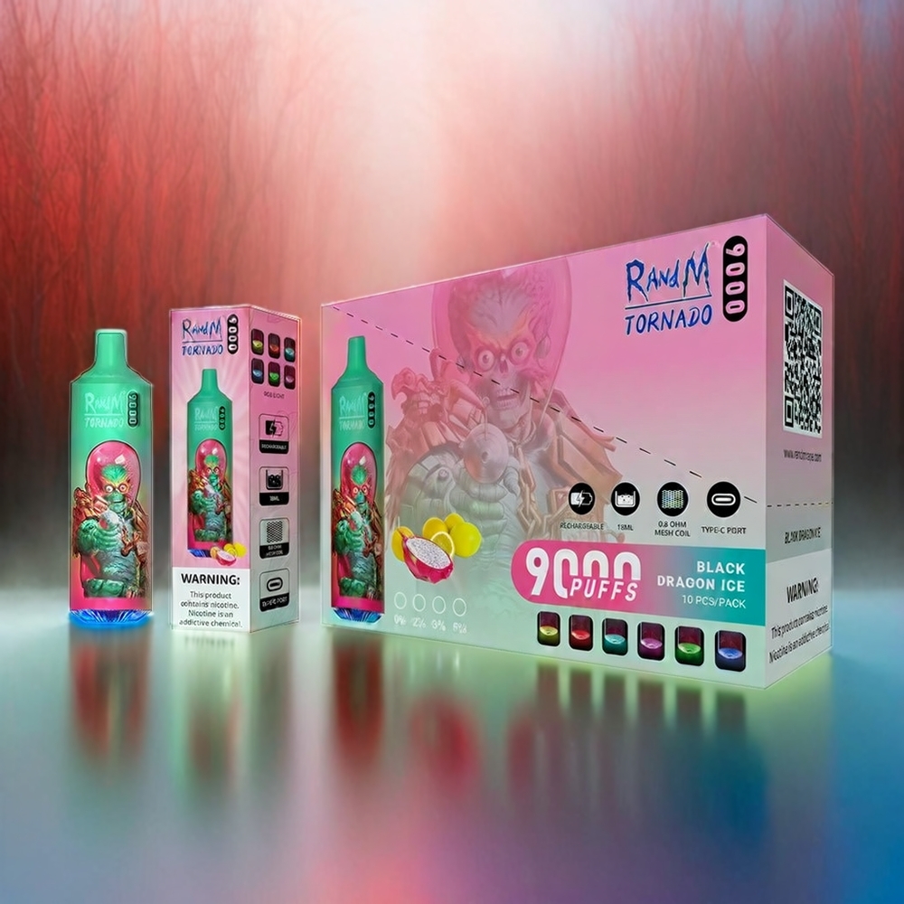 RandM Tornado 9000 Puffs – 850 mAh Akku, 18 mL Tank, Mesh Coil, Schweiz Großhandel, Blue Razz Kush Geschmack