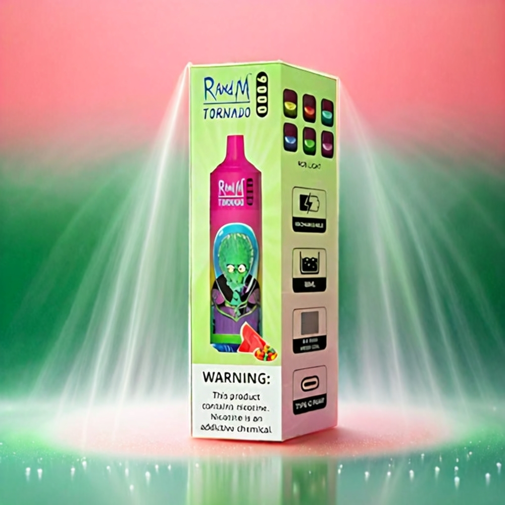 RandM Tornado 9000 Puffs | 850 mAh Akku, 18 mL Tank, Mesh Coil | Schweiz Großhandel | Wassermelon Bubblegum Geschmack