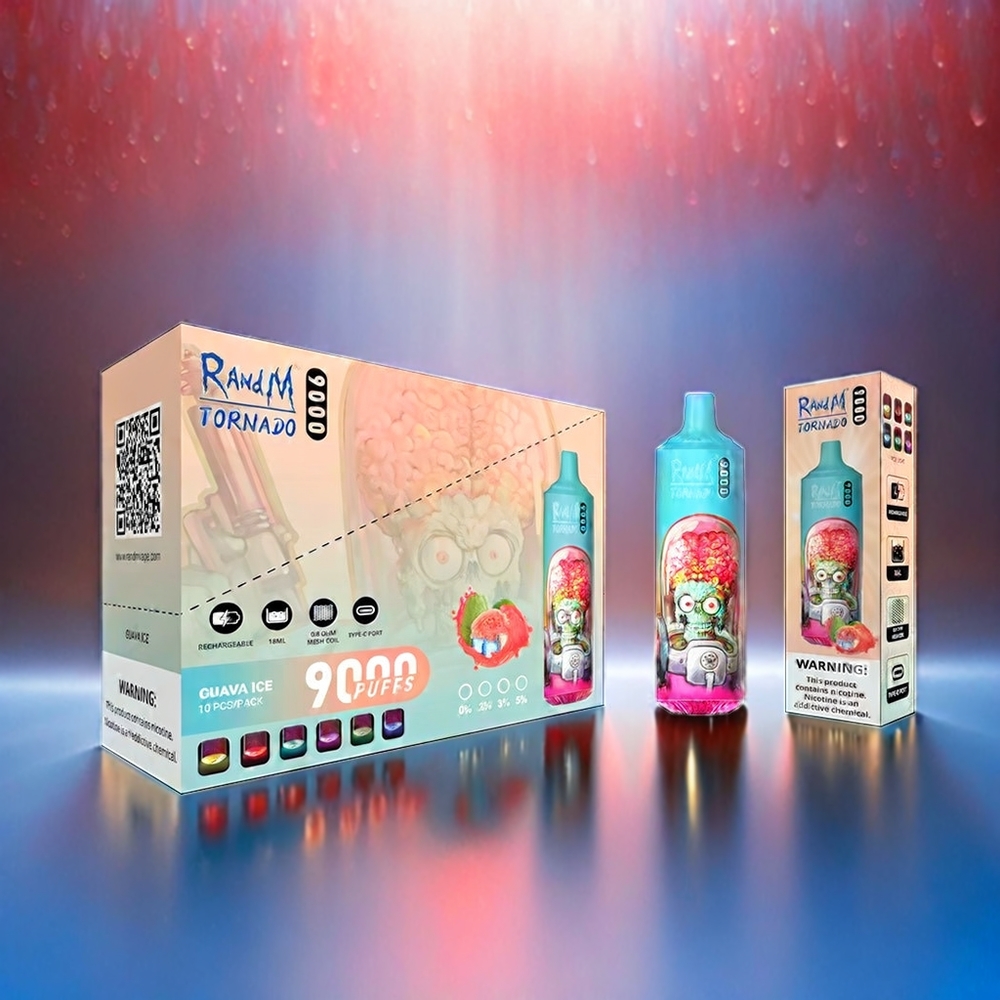 RandM Tornado 9000 Puffs Schweiz Großhandel – 18 mL, 850 mAh, Mesh Coil, Blau-Saure Himbeere