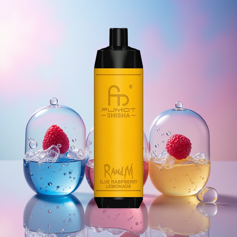 RandM Fumot Shisha 10000 Puffs Einweg-Vape Blau-Himbeere-Zitronenlimonade mit LED-Anzeige, 18ml, Typ-C Port, 0.5% Nikotin - Schweiz großhandel