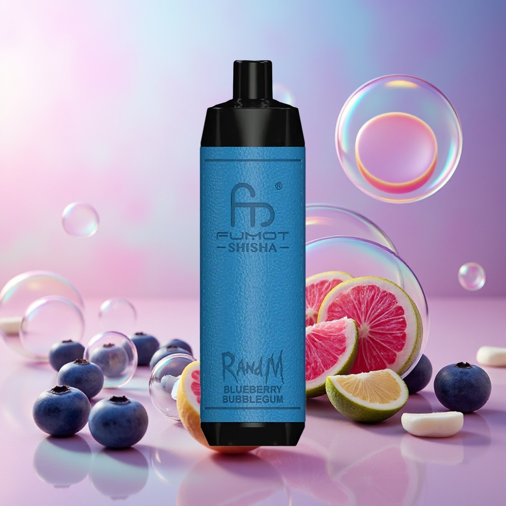 RandM Fumot Shisha 10000 Puffs Einweg-Vape Blaubeere Bubblegum – 18ml E-Liquid, 850mAh Akku, Schweiz Großhandel