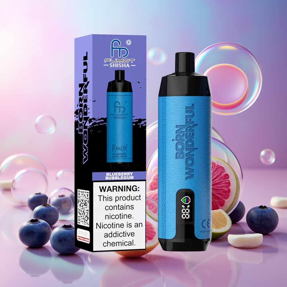 RandM Fumot Shisha 10000 Puffs Einweg-Vape Blaubeere Bubblegum – 18ml E-Liquid, 850mAh Akku, Schweiz Großhandel