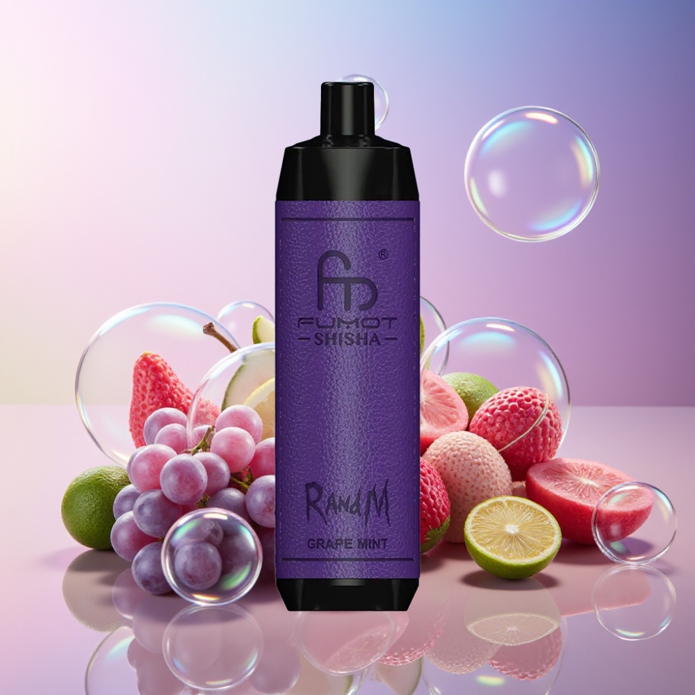 RandM Fumot Shisha 10000 Puffs Einweg-Vape Grape Minze (LED, 18ml, 850mAh) Schweiz großhandel