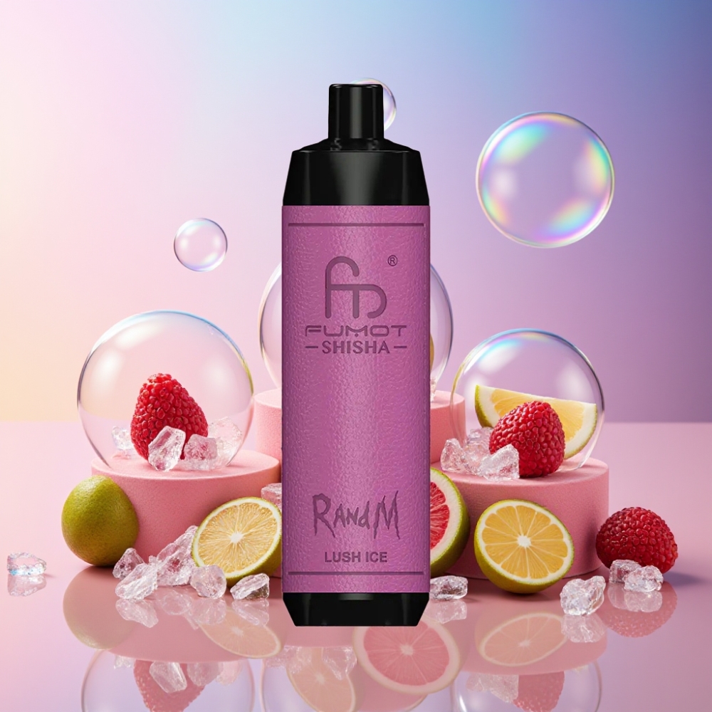 RandM Fumot Shisha 10000 Puffs Einweg-Vape Lush Ice (Erfrischendes Eis) mit LED-Anzeige, 18ml, 850mAh, Schweiz Großhandel
