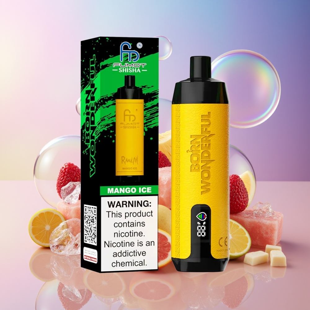 RandM Fumot Shisha 10000 Puffs Einweg-Vape Mango-Eis, LED-Anzeige, 18ml, 850 mAh, Schweiz großhandel