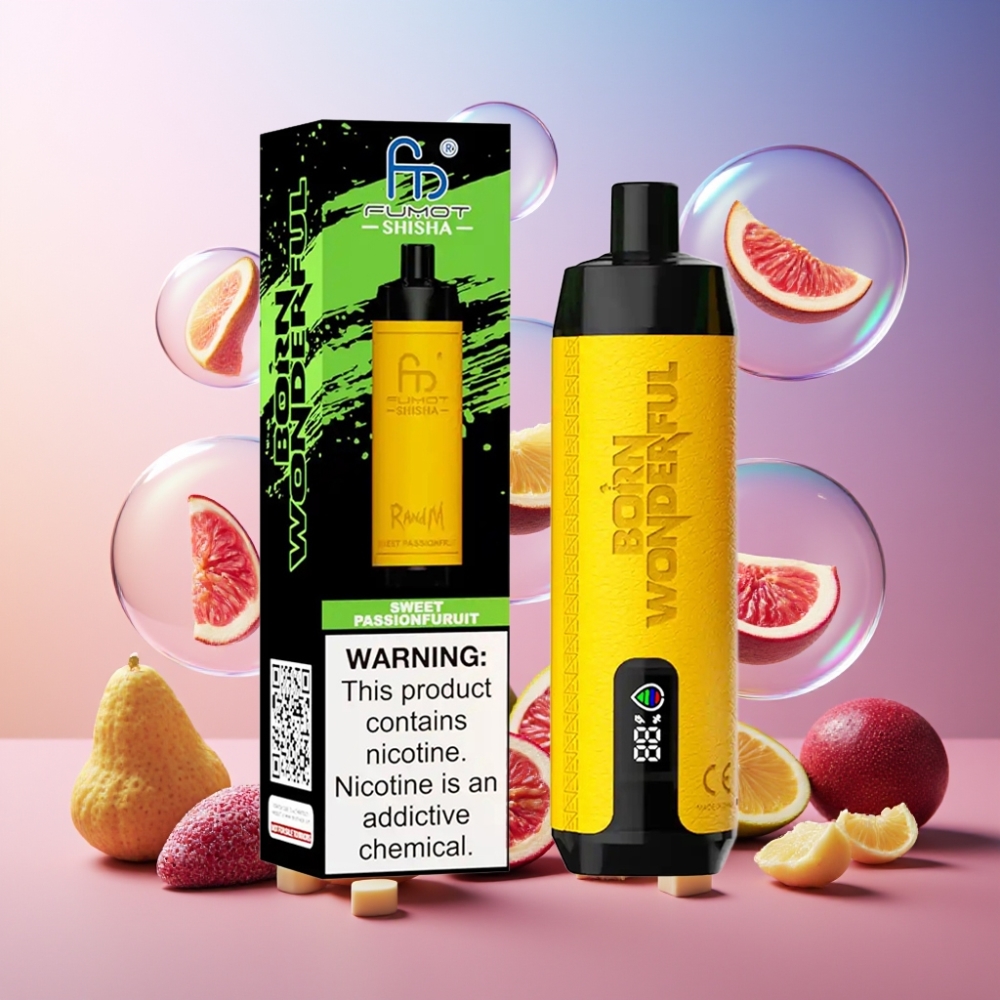 RandM Fumot Shisha 10000 Puffs Einweg-Vape Süße Passionsfrucht - 18ml, 850 mAh, Typ-C, Schweiz Großhandel