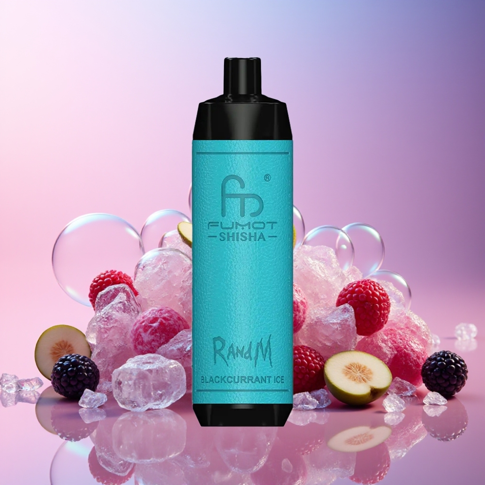 RandM Fumot Shisha 10000 Puffs Einweg-Vape Schwarzjohannisbeere-Eis mit LED-Anzeige, 18ml, 850mAh - Schweiz Großhandel