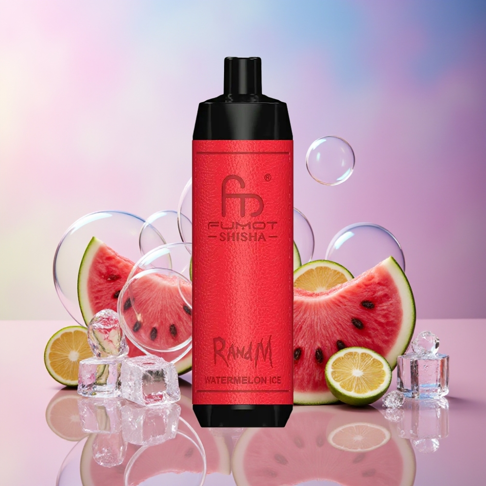 RandM Fumot Shisha 10000 Puffs Einweg-Vape Wassermelone Eis - LED Anzeige, 18ml, Typ-C Port Schweiz großhandel