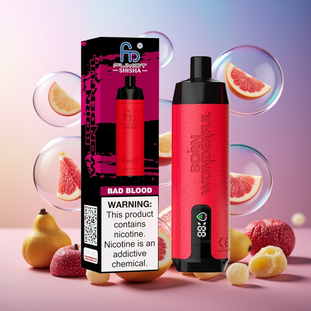 RandM Fumot Shisha 10000 Puffs Wegwerf-Vape Bad Blood (18ml, 850 mAh, Typ-C Port) Schweiz großhandel