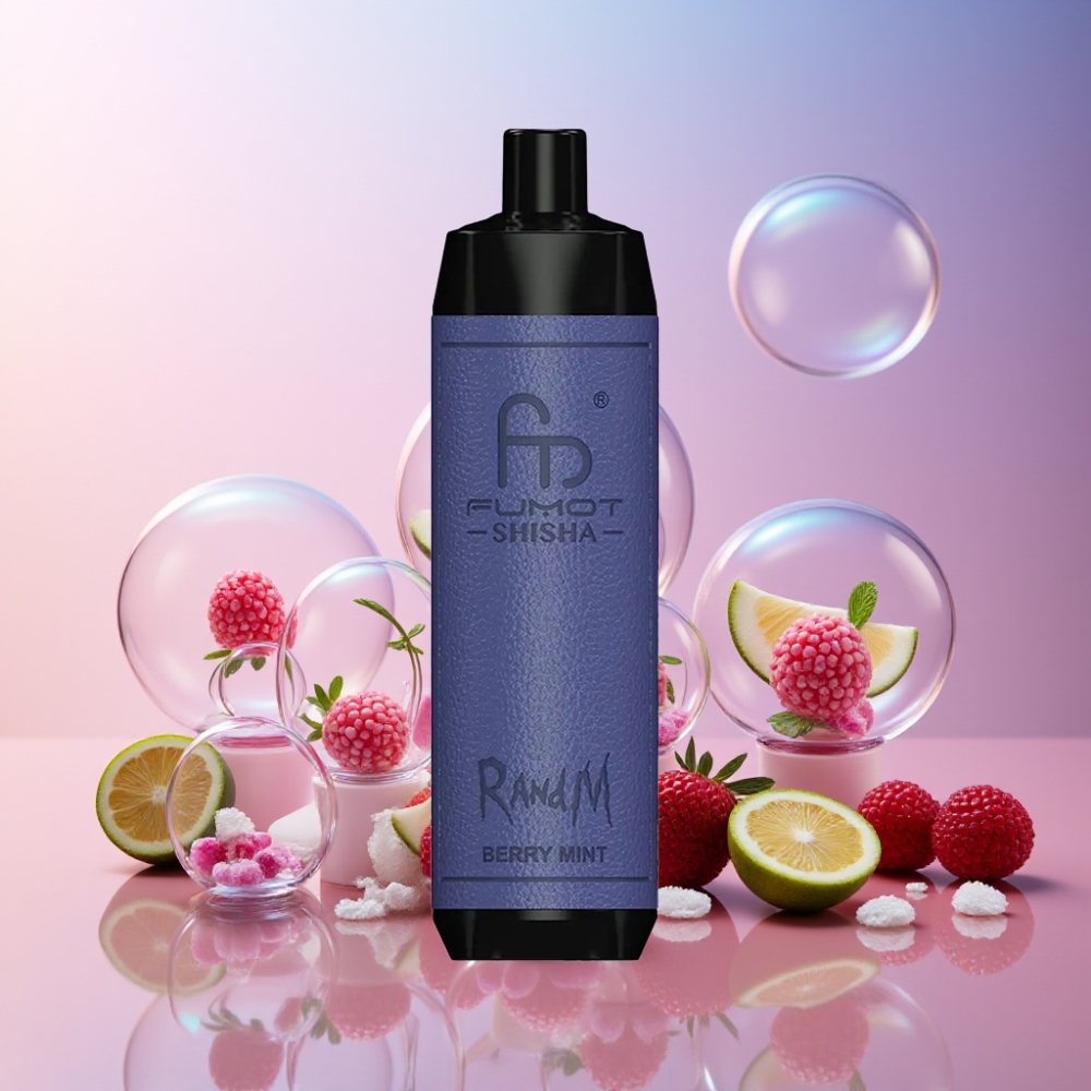 RandM Fumot Shisha 10000 Puffs Wegwerf-Vape Beerenminze - 18ml, 0.5% Nikotin, Type-C, Schweiz Großhandel