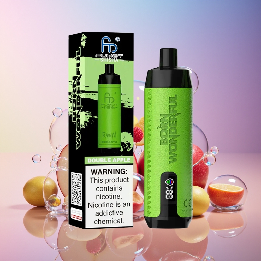 RandM Fumot Shisha 10000 Puffs Wegwerf-Vape Doppelapfel mit LED-Anzeige, 18ml, 850 mAh – Schweiz Großhandel