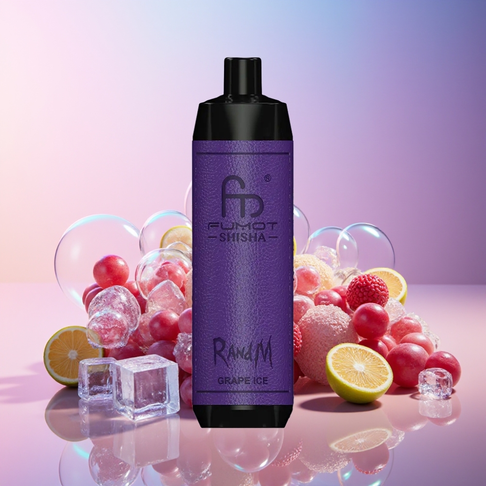 RandM Fumot Shisha 10000 Puffs Wegwerf-Vape Grape-Eis, 18ml, 850 mAh, 0.6ohm Mesh Coil, Schweiz Großhandel