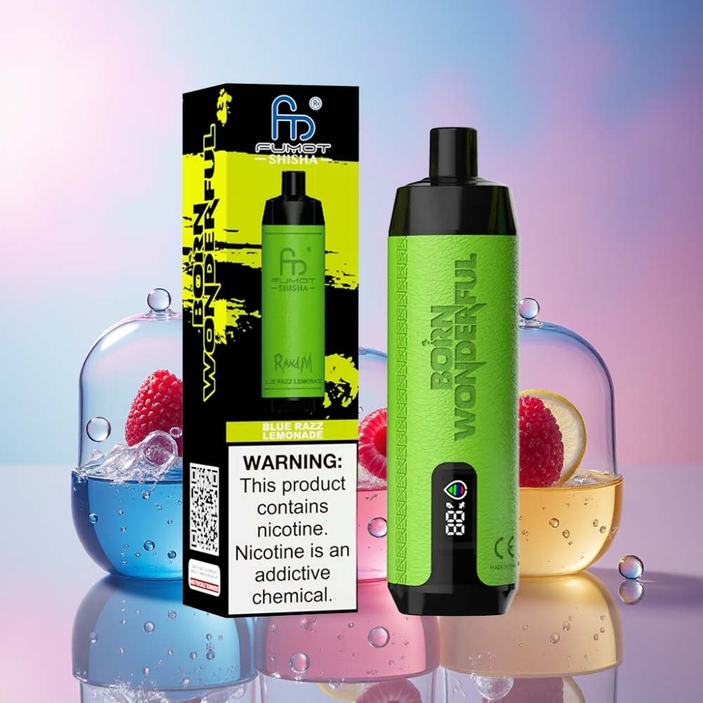 RandM Fumot Shisha 10000 Puffs Wegwerf-Vape Schweiz Großhandel – Blauer Himbeer-Limonade, 18ml, 850 mAh, Type-C