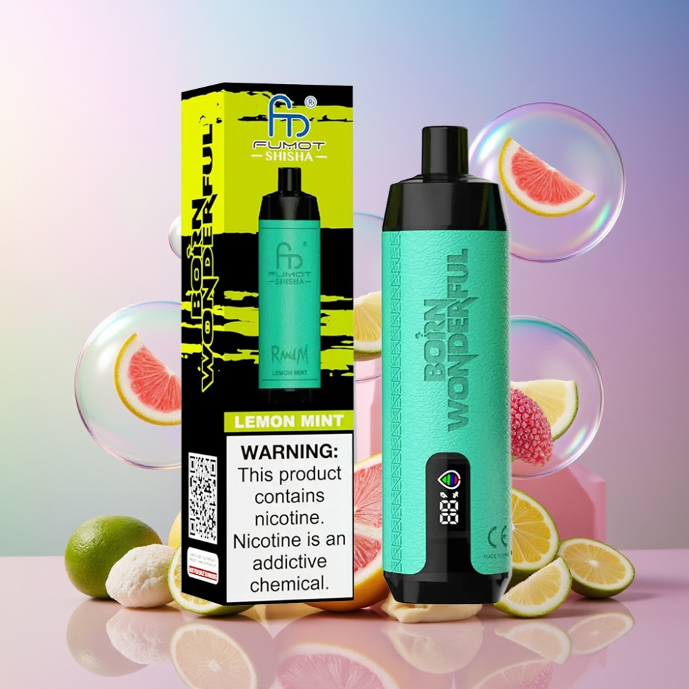 RandM Fumot Shisha 10000 Puffs Wegwerf-Vape Zitrone Minze - 18ml, 850 mAh, Typ-C, Schweiz großhandel