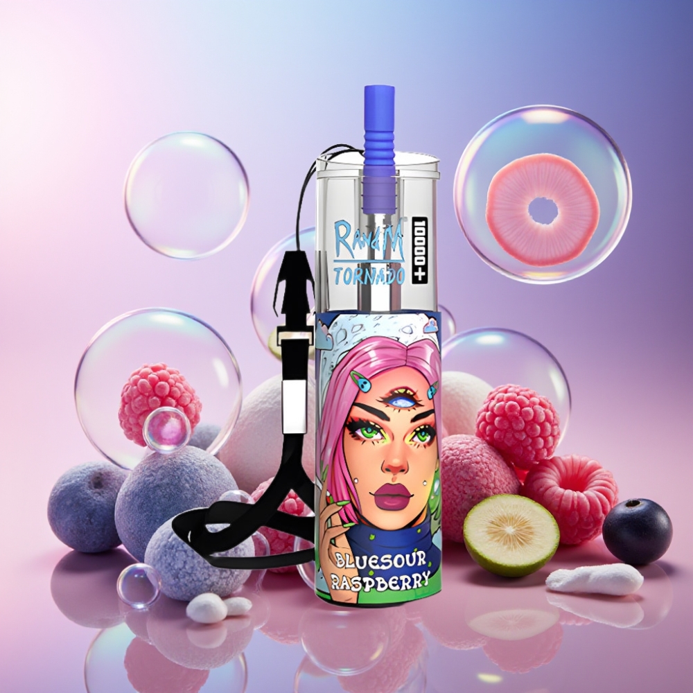 Fumot Original RandM Tornado 10000 Plus Einweg-Vape Bluesour Himbeere (10000 Puffs, 20 ml, 850 mAh, Mesh Coil) Schweiz Großhandel