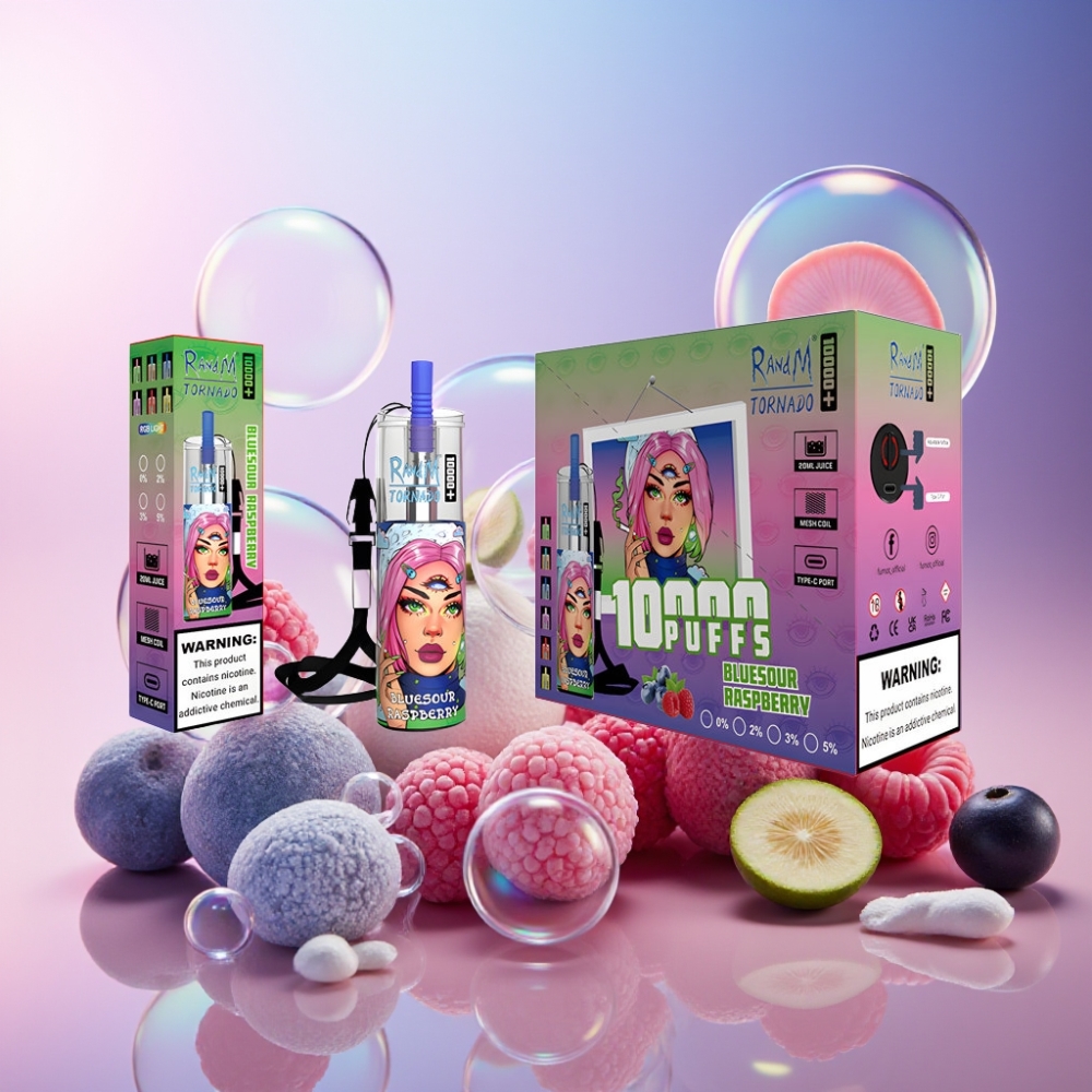 Fumot Original RandM Tornado 10000 Plus Einweg-Vape Bluesour Himbeere (10000 Puffs, 20 ml, 850 mAh, Mesh Coil) Schweiz Großhandel
