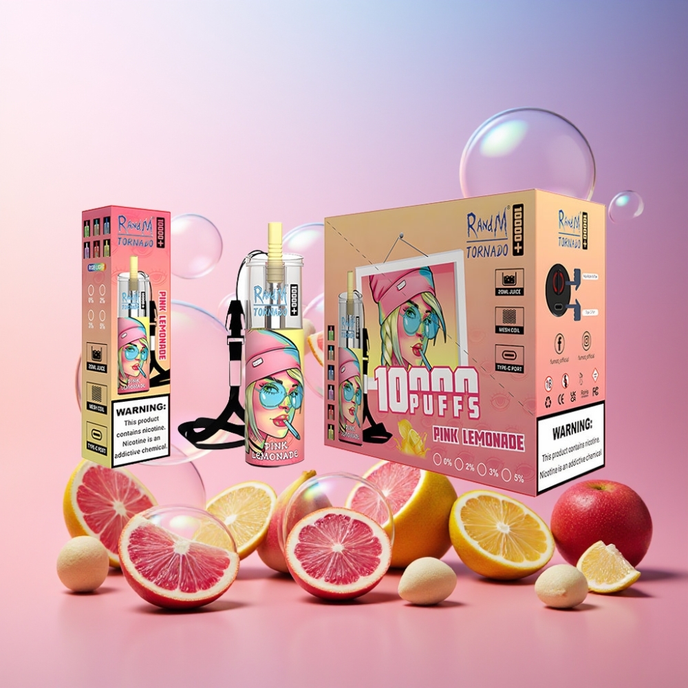 Fumot Original RandM Tornado 10000 Plus Wegwerf-Vape Pink Lemonade 20 ml 5% Mesh Coil Schweiz Großhandel