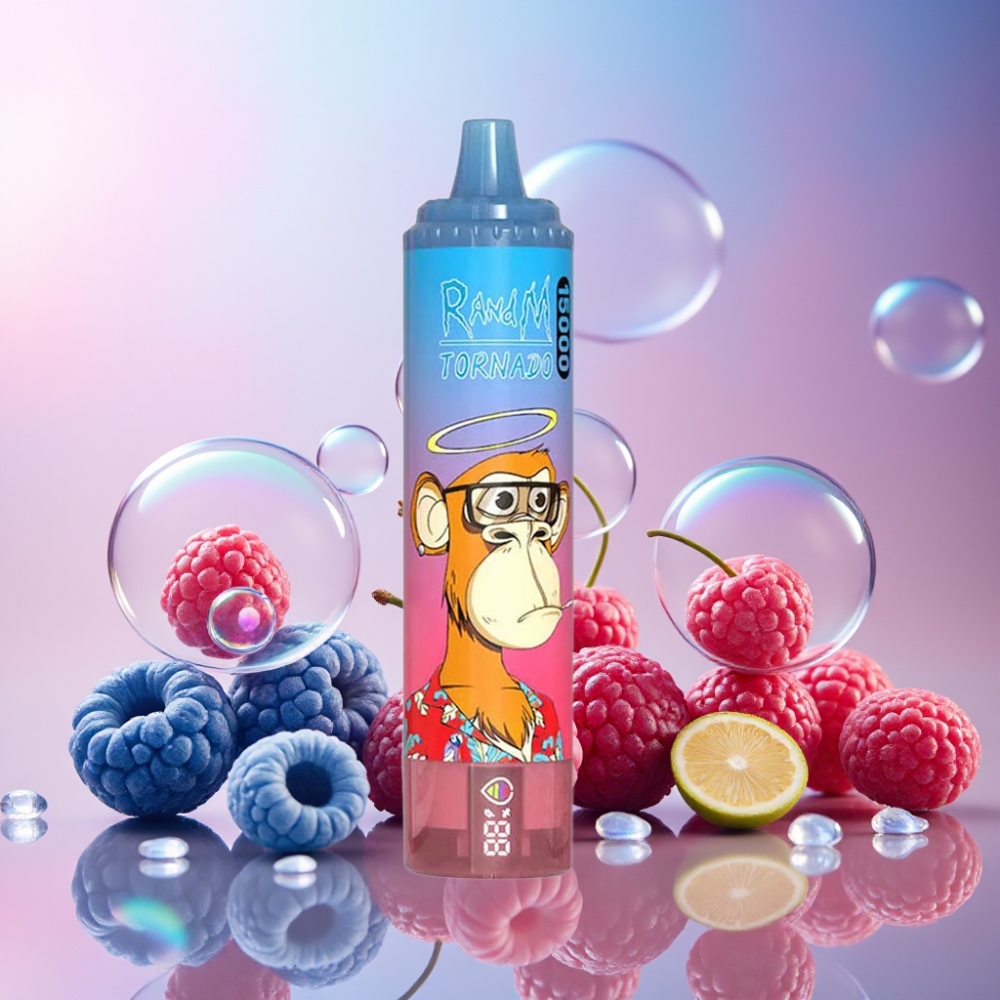 Fumot RandM Tornado 15000 Puffs Einweg-Vape Blaue Himbeere-Kirsche 25ml 850mAh 0.9 Ohm Mesh Schweiz Großhandel