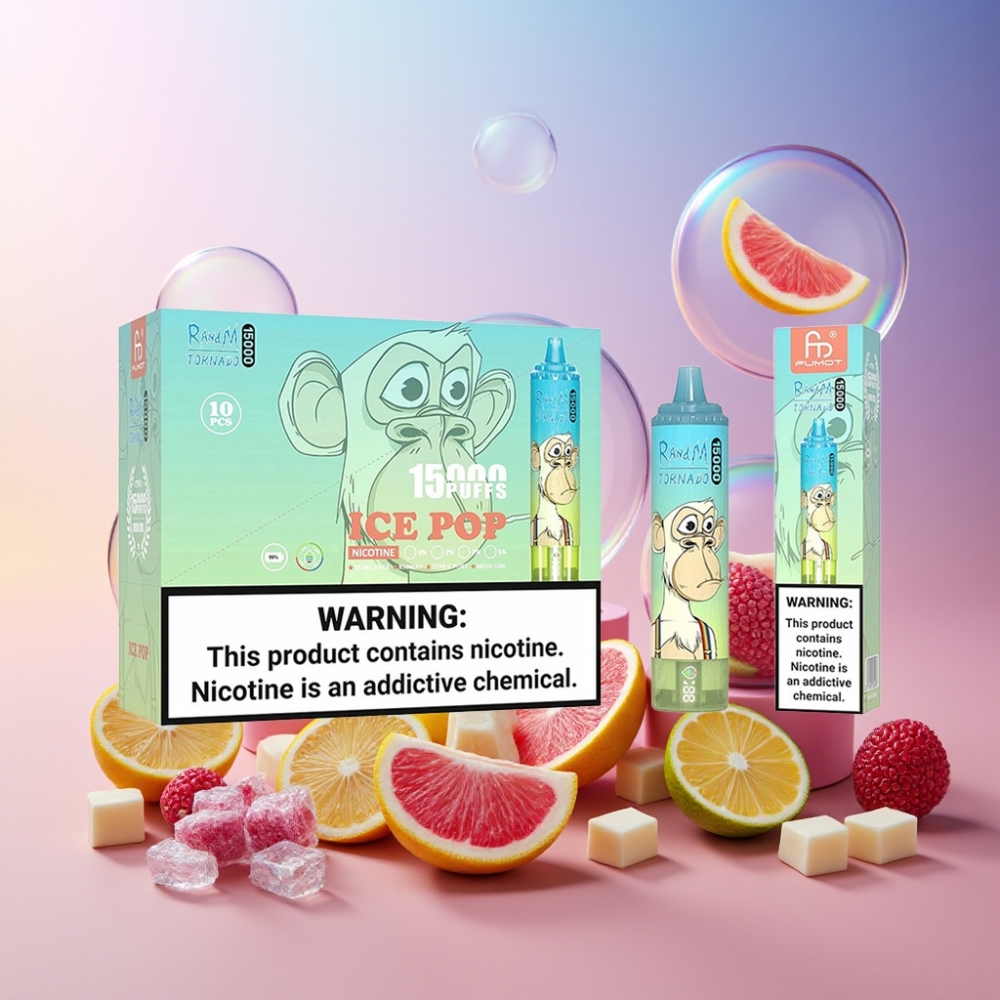 Fumot RandM Tornado 15000 Puffs Einweg-Vape Eis Pop – 25ml Liquid, 850mAh, Mesh Coil, Schweiz Großhandel