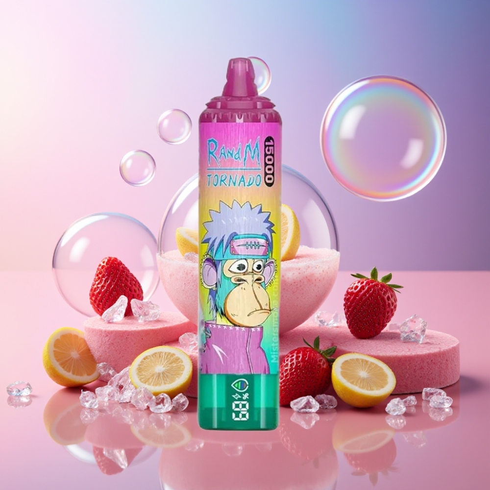 Fumot RandM Tornado 15000 Puffs Einweg-Vape Eisige Erdbeere – 25ml Liquid, 850mAh, Mesh Coil, Schweiz Großhandel