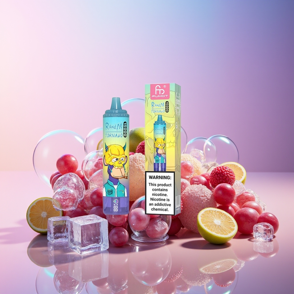 Fumot RandM Tornado 15000 Puffs Einweg-Vape Grape Ice (25ml, 850mAh, Mesh Coil) Schweiz großhandel
