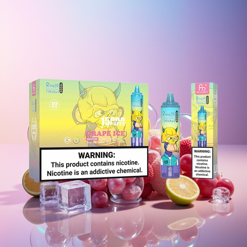 Fumot RandM Tornado 15000 Puffs Einweg-Vape Grape Ice (25ml, 850mAh, Mesh Coil) Schweiz großhandel