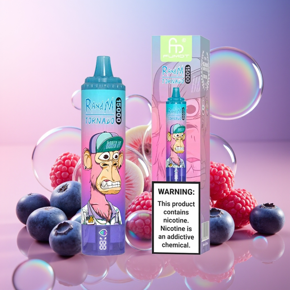 Fumot RandM Tornado 15000 Puffs Einweg-Vape Heidelbeere Himbeere 25ml 850mAh Mesh Coil Schweiz großhandel