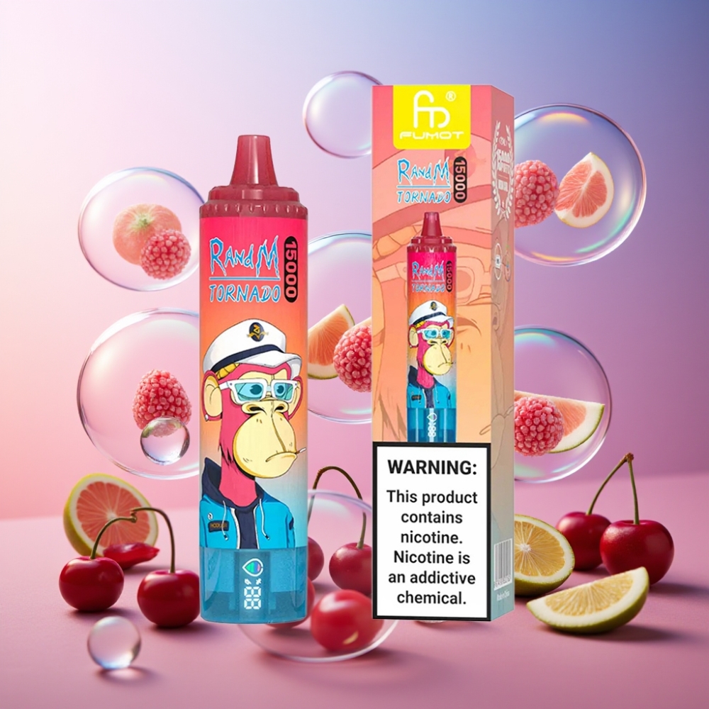 Fumot RandM Tornado 15000 Puffs Einweg-Vape Kirsche 25ml 850mAh 0.9 Ohm Mesh Schweiz Großhandel