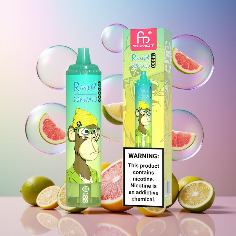 Fumot RandM Tornado 15000 Puffs Einweg-Vape Zitrone Limette, 25ml, 850mAh, Mesh Coil, Schweiz großhandel