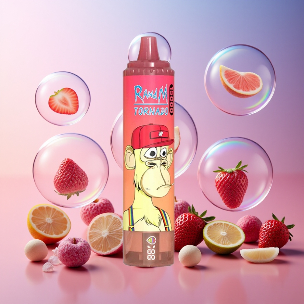 Fumot RandM Tornado 15000 Puffs Schweiz Großhandel – 25ml, 850mAh, Typ-C, LCD, Erdbeer Red Bull