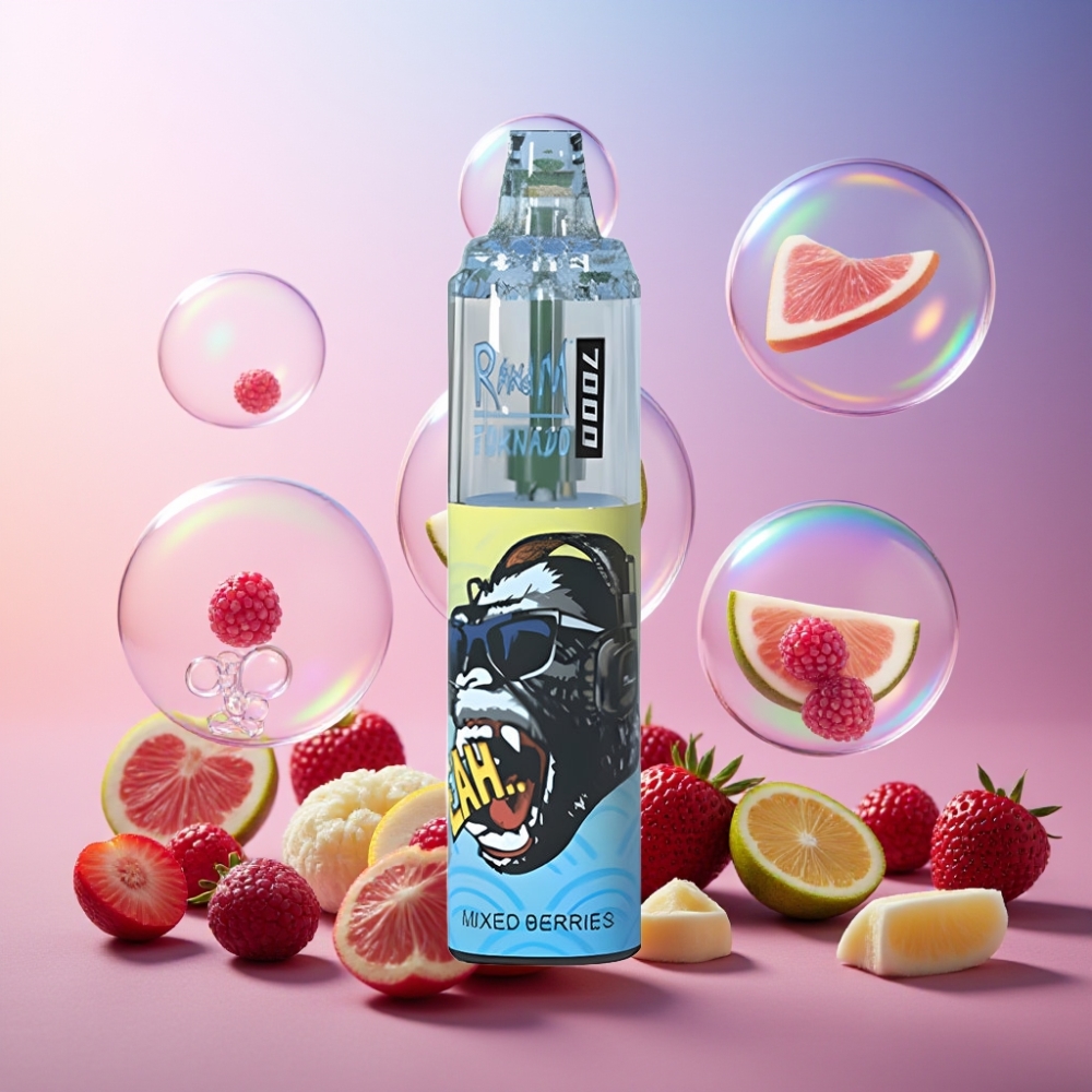 Fumot Tornado 7000 Einweg-Vape – 7000 Puffs, 14 ML E-Liquid, Typ-C Port, RGB Licht, Gemischte Beeren Schweiz Großhandel
