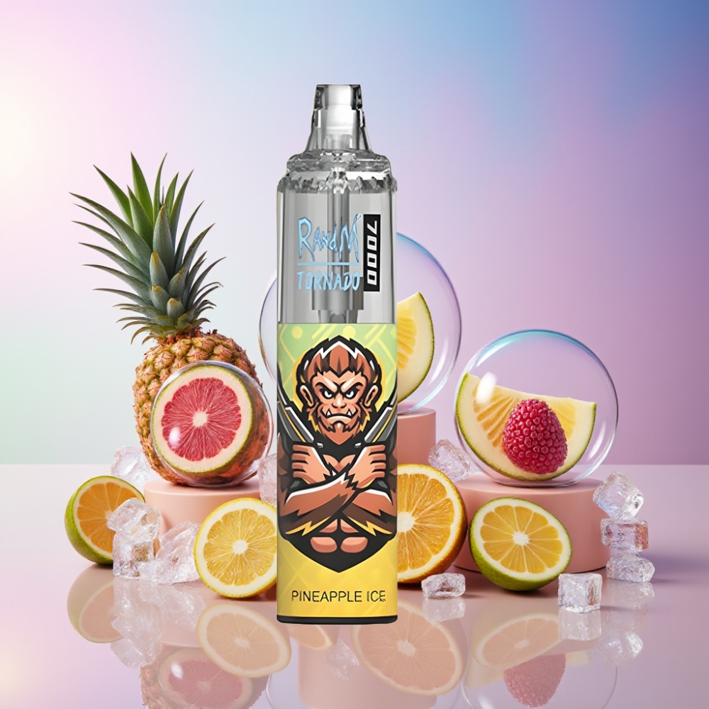 Fumot Tornado 7000 Einweg-Vape Ananas Eis – 7000 Züge, 14 ML E-Liquid, 850 MAH, Mesh Coil, Schweiz Großhandel