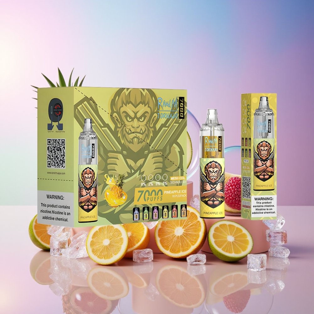 Fumot Tornado 7000 Einweg-Vape Ananas Eis – 7000 Züge, 14 ML E-Liquid, 850 MAH, Mesh Coil, Schweiz Großhandel