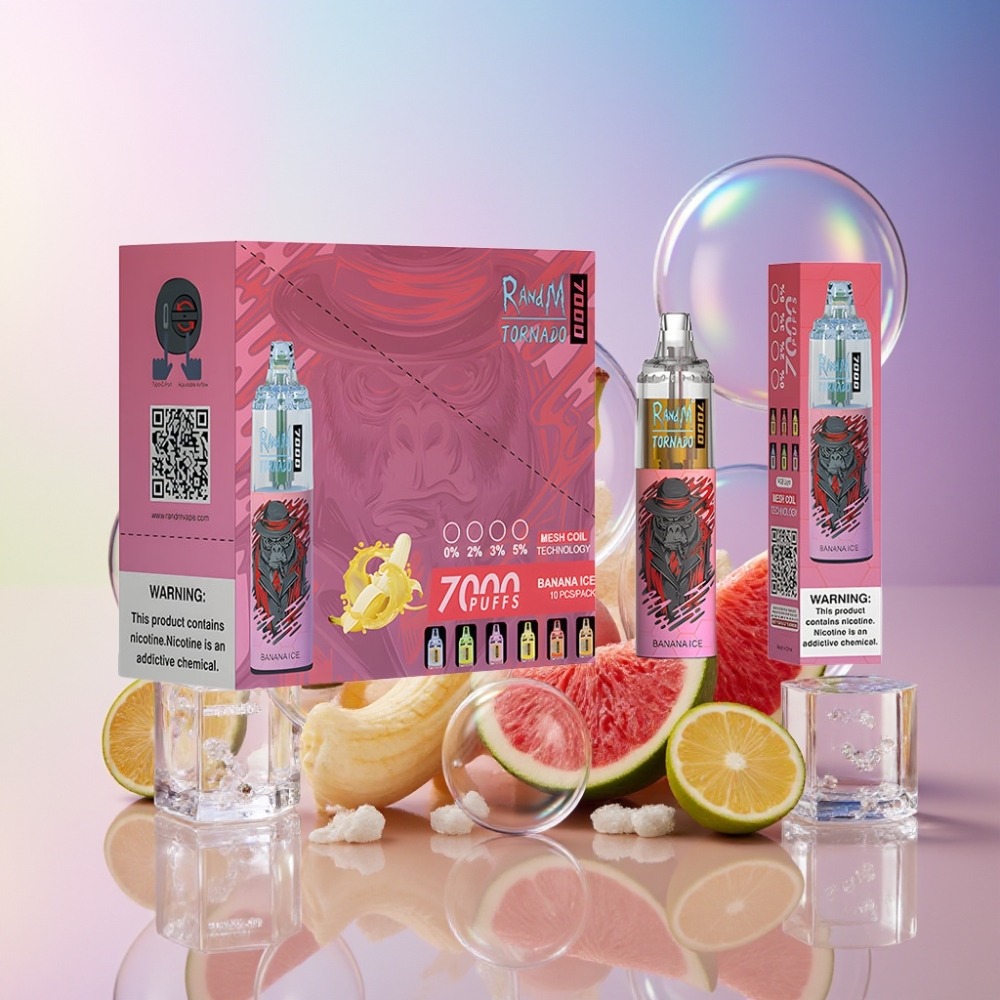 Fumot Tornado 7000 Einweg-Vape Bananen-Eis, 7000 Züge, 14 ML E-Liquid, 850 MAH, Mesh Coil, Schweiz Großhandel