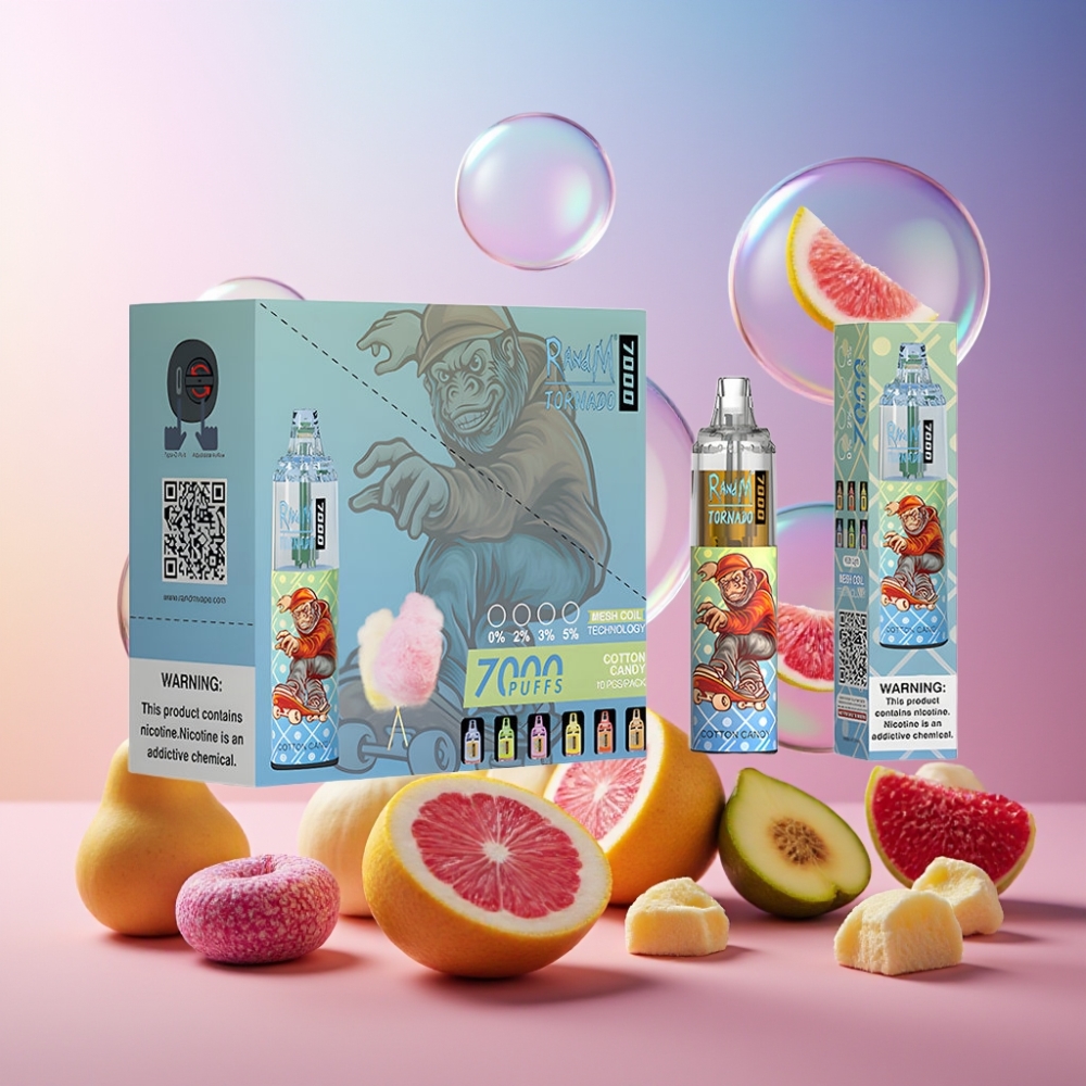 Fumot Tornado 7000 Einweg-Vape Baumwollbonbon, 7000 Züge, 14 ML E-Liquid, 850 MAH, Mesh Coil, Schweiz Großhandel