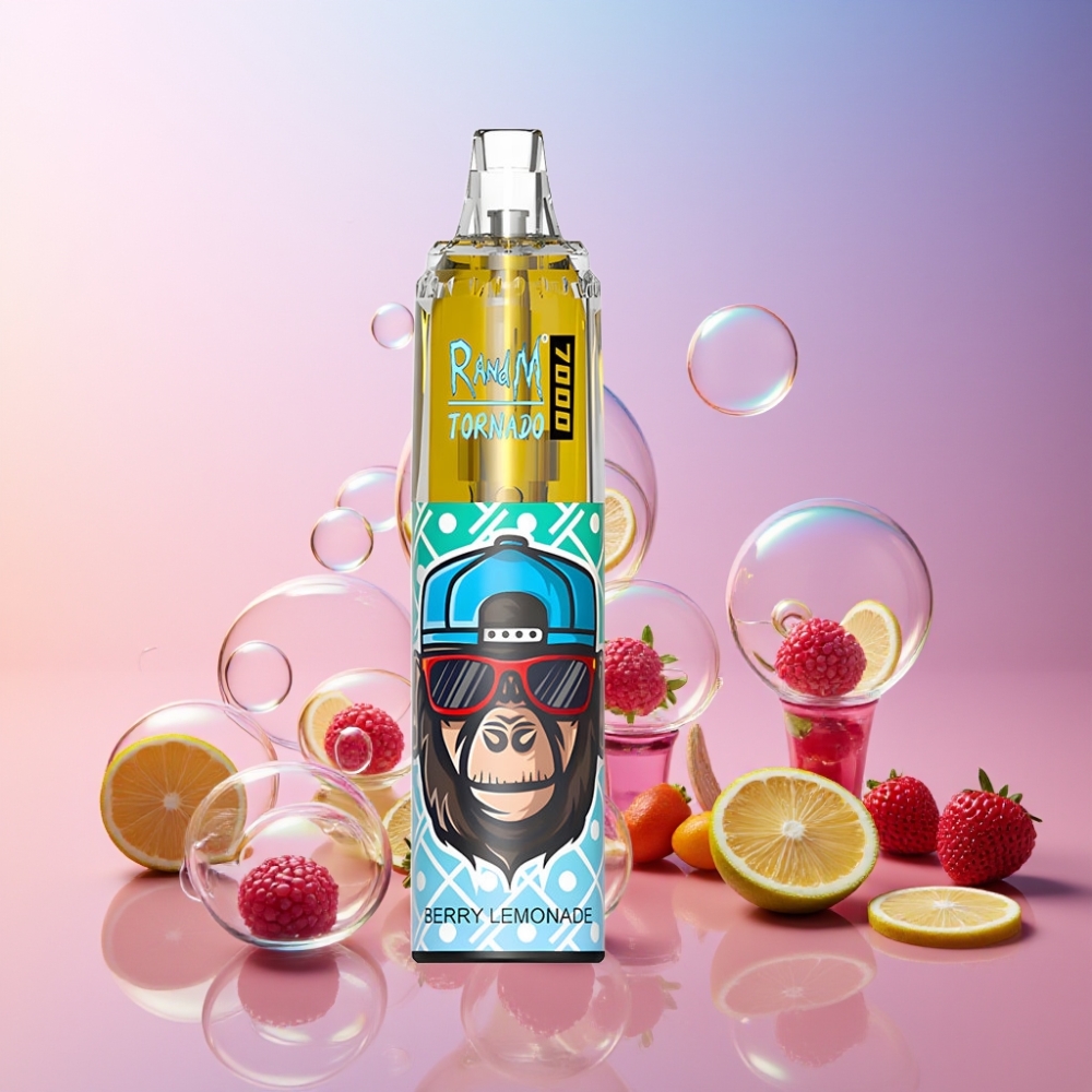 Fumot Tornado 7000 Einweg-Vape Beeren-Limonade – 7000 Puffs, 14 ML E-Liquid, Typ-C Port, RGB Licht, Schweiz Großhandel