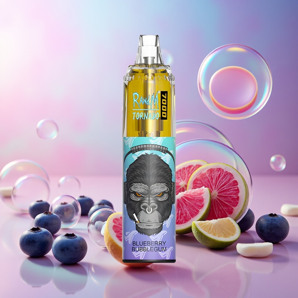Fumot Tornado 7000 Einweg-Vape Blaubeere Bubblegum - 7000 Züge, 14 ML E-Liquid, 850 MAH, Mesh Coil, Schweiz Großhandel